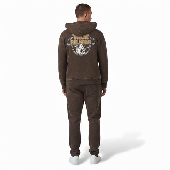 True Religion 2 Piece Sweatsuit Men's Fleece Tracksuit Java Brown Gift Set NWT - Picture 2 of 9